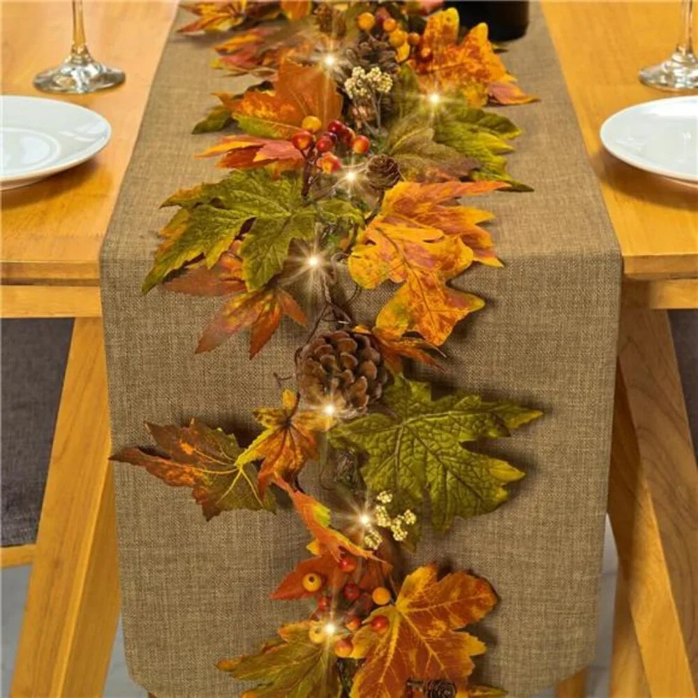 Fall Maple Leaf Garland, 6 Ft Fall Decor Garland with Pine Cones